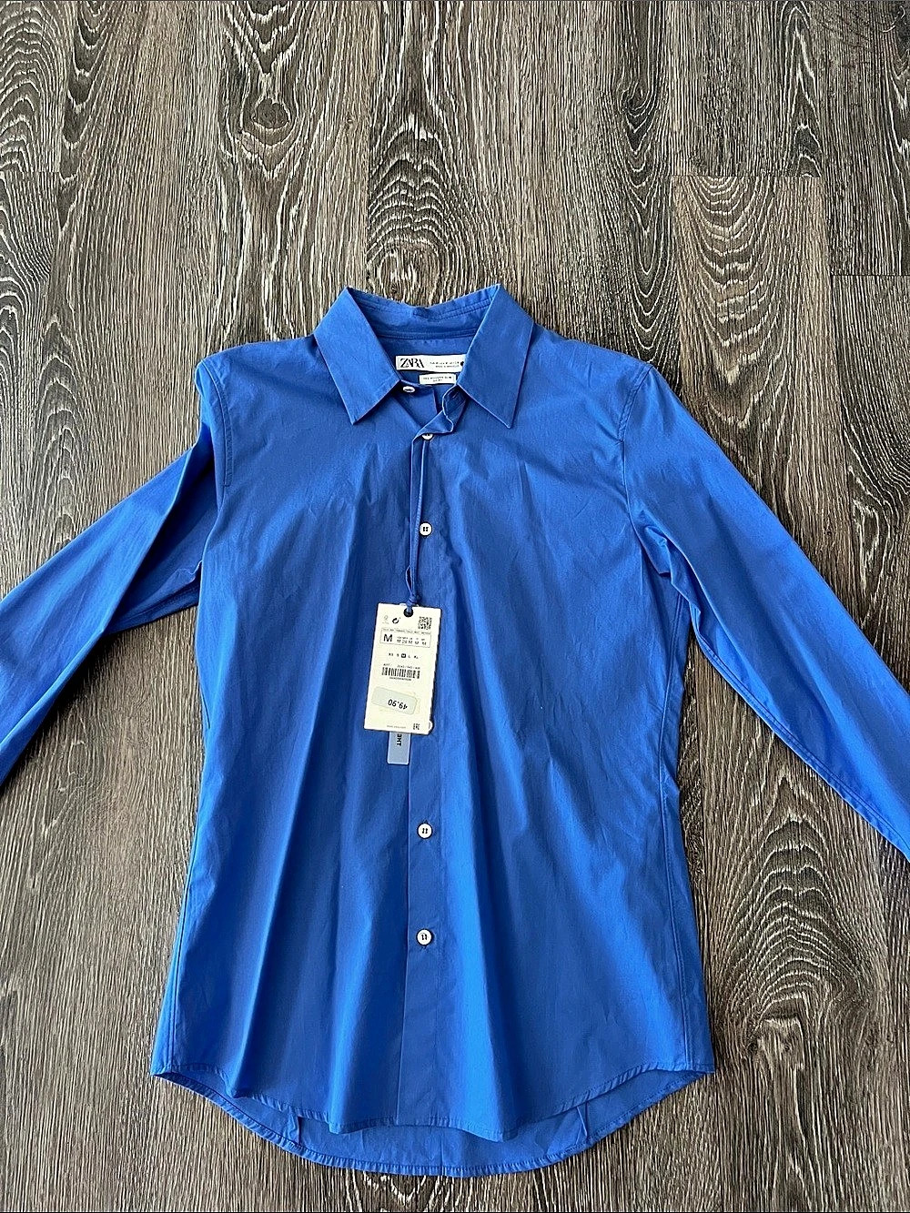 Zara Blue Button Down Shirt Size Medium